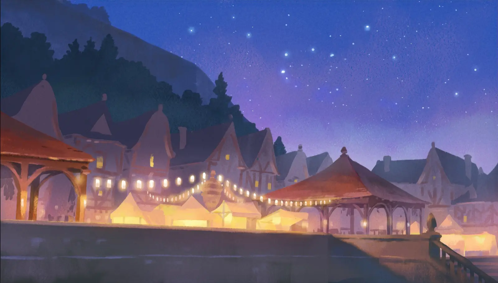 Frieren beyond journeys end town square night color script