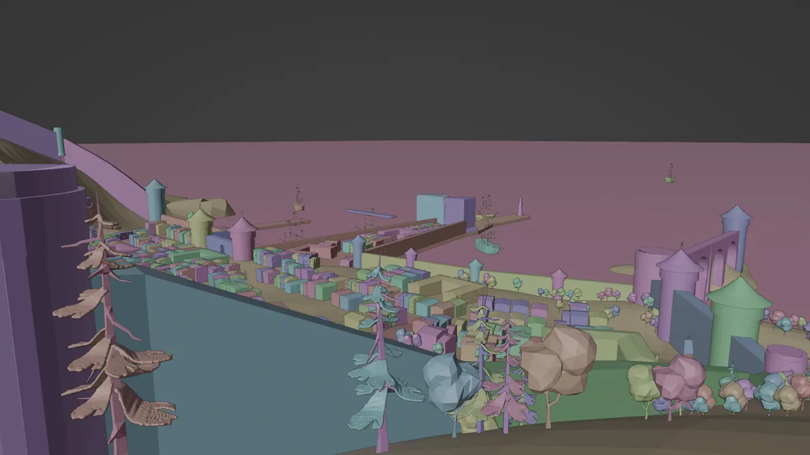 Frieren coatal city scene 3D