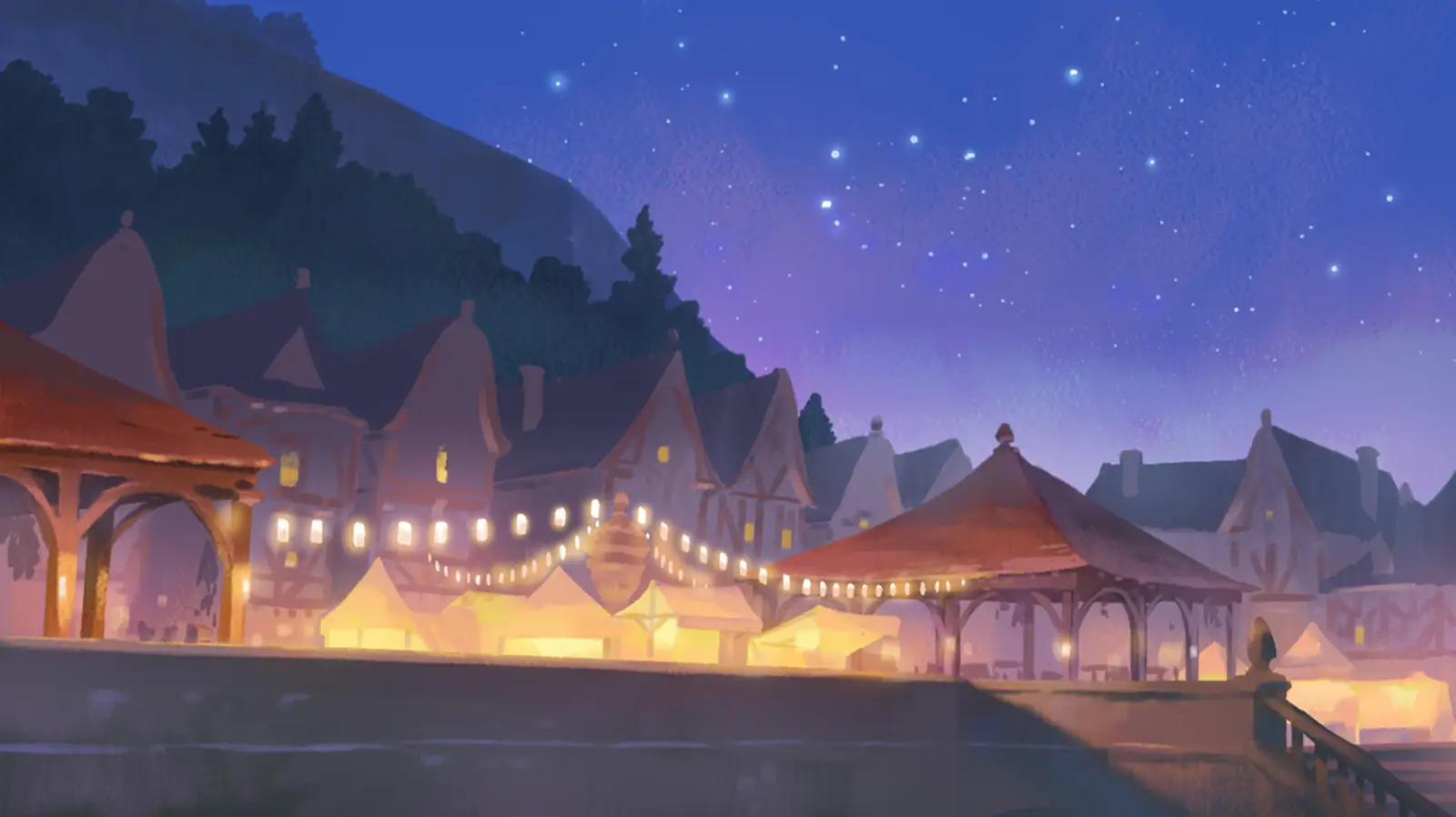 Frieren village scene color